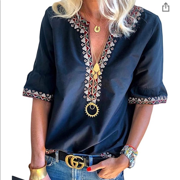 Tops - Boho embroidered blouse xl
